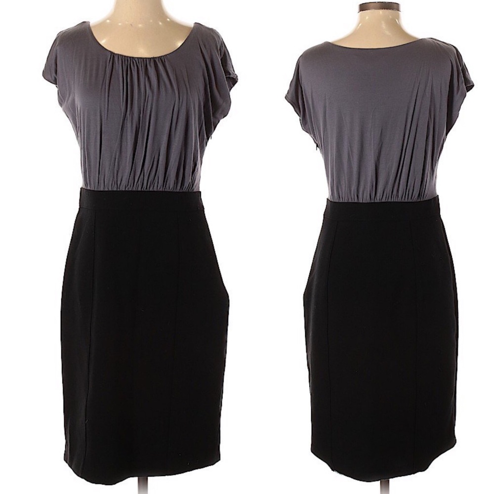 Ann Taylor LOFT gray black dress size 14